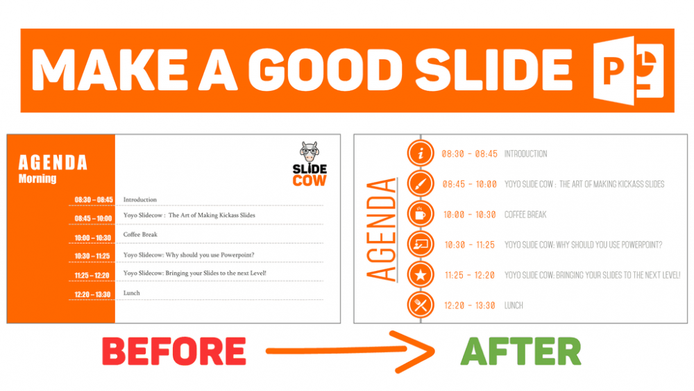 Agenda slide before after