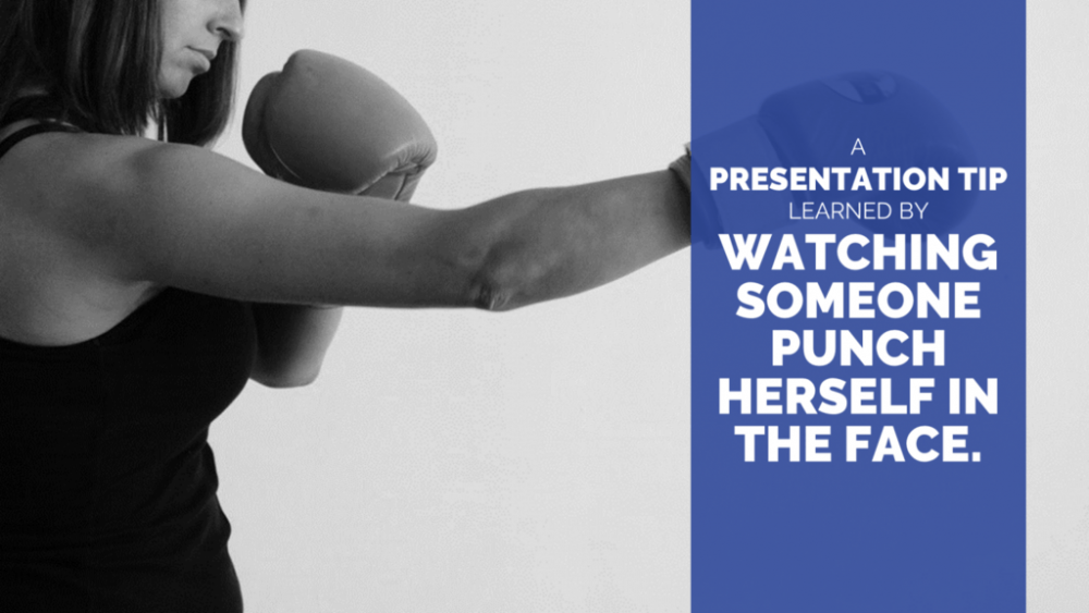 Woman with boxing gloves training - A Presentation Tip Learned by Watching Someone Punch Her Own Face