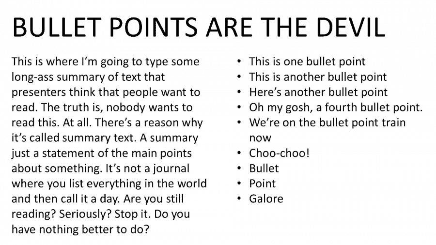 An ugly slide featuring bullet points