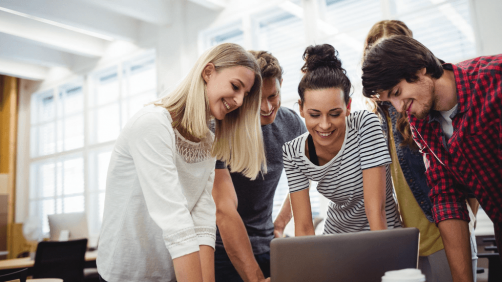 group of people being happy at work