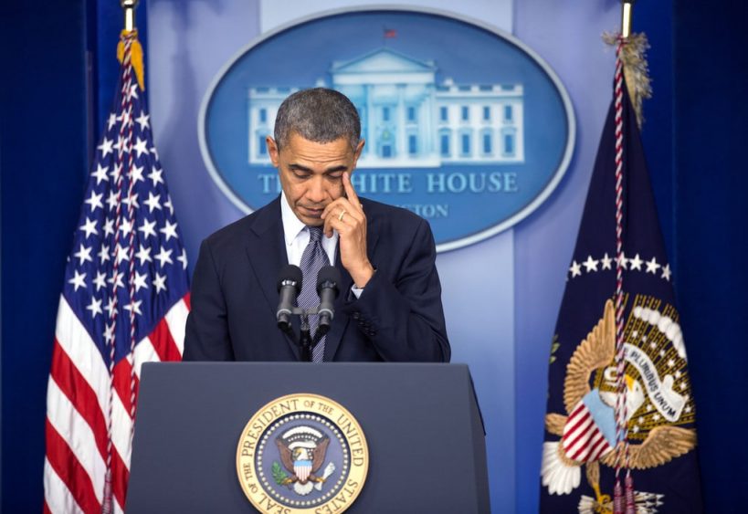 President Obama being emotional during address on the shooting at Sandy Hook Elementary