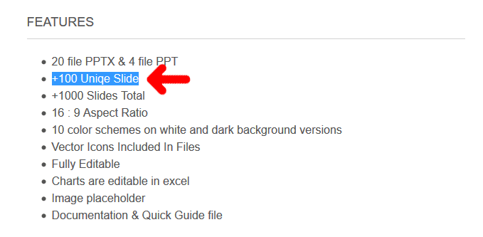 A professional PowerPoint template advertising 100 unique slides vs 1000 slides total