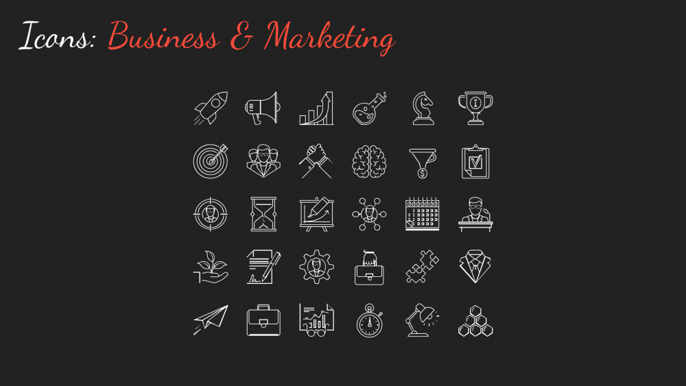 A sample set of icons from the Business Casual PowerPoint template