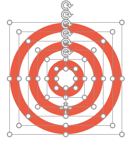 Stackes circles in PPT with different colors to make a dartboard infographic