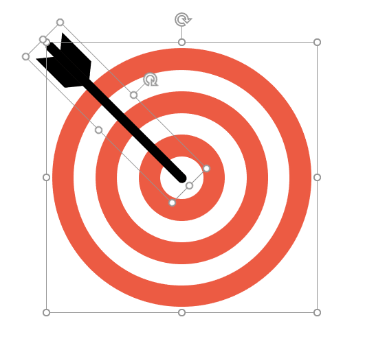 Dartboard and dart put together in PPT to reflect objectives