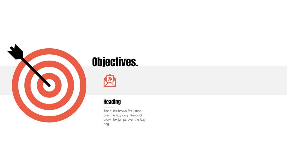 A work in process objective slide with only one objective